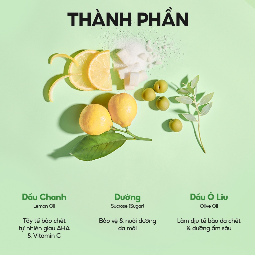Mặt nạ môi tẩy da chết dịu nhẹ Tocobo Lemon Sugar Scrub Lip Mask 20ml