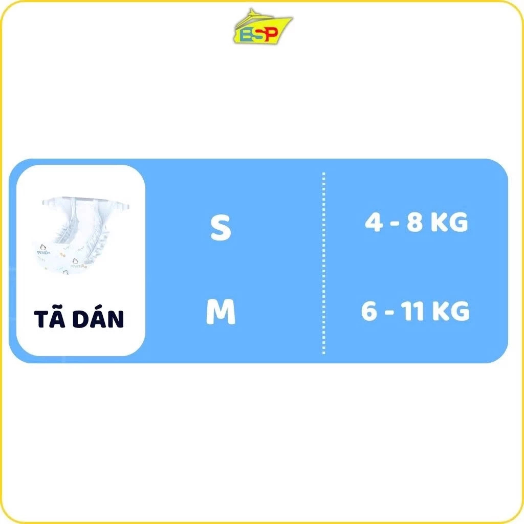 Bỉm/ tã dán trẻ em sơ sinh Pengin size NB/S/M 50 miếng - 23HShopPremium