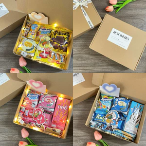Hộp quà giấy nắp gài Gấu nhỏ & Bánh kẹo size 20x25x6cm - NHIỀU MÀU (Tặng kèm thiệp)