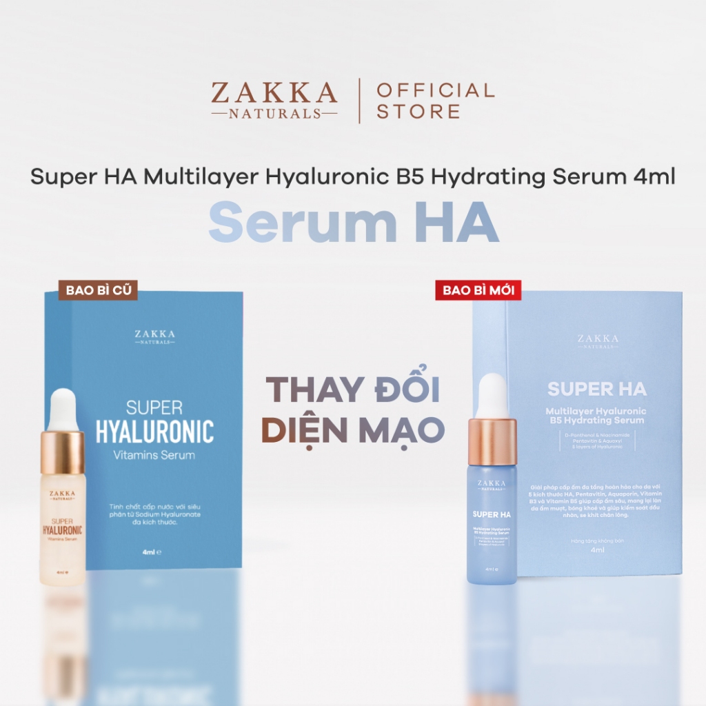 [GIFT] Tinh Chất Cấp Ẩm Đa Tầng Super HA Hyaluronic B5 Hydrating Serum Zakka Naturals 4ml