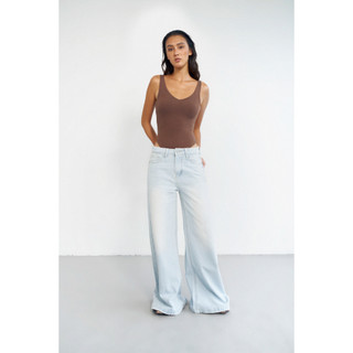 THEKIM Quần jeans dài ống loe to , quần jeans ống loe to rộng dáng dài J320