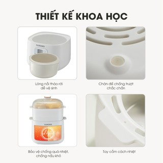 (BH 1 năm) Combo nồi nấu chậm Samono SW-SC08B 0.8L và máy xay mini ăn dặm cho bé SW-MC200/MC200S- 300ml