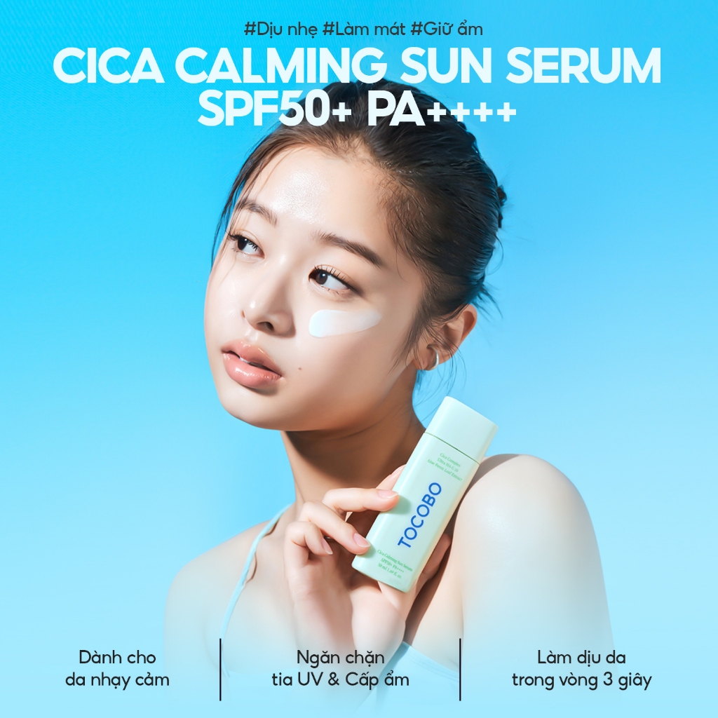 Serum chống nắng dịu da Tocobo Cica Calming Sun Serum 50ml SPF50+ PA++++