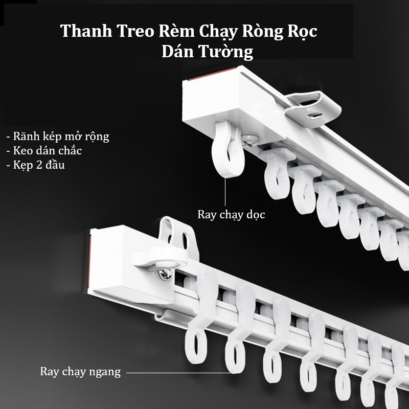 (Tường Sơn)Thanh treo rèm ray chạy ròng rọc bản chắc chắn rãnh kép mở ...