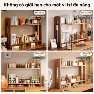 Kệ đựng gia vị kệ đa năng Kệ Gia Vị 2 Tầng Gỗ nguyên khối kiệm không gian dễ lau chùi lắp ghép