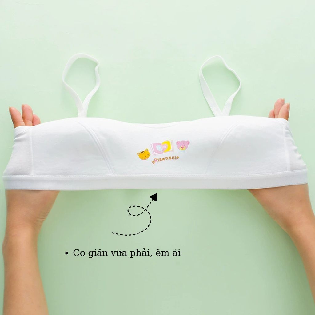 COMBO 3 Áo lá bé gái tuổi dậy thì cotton khóa cài 3 nấc tiện lợi họa tiết xinh xắn cute LANIXA B528