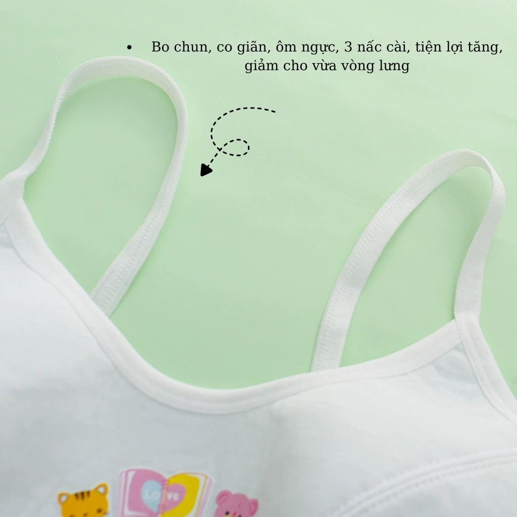 COMBO 3 Áo lá bé gái tuổi dậy thì cotton khóa cài 3 nấc tiện lợi họa tiết xinh xắn cute LANIXA B528