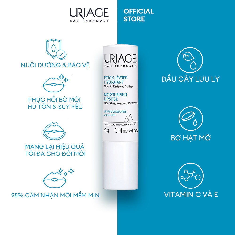 Son Dưỡng Môi Uriage Stick Lèvres Hydratant 4g – Dưỡng Ẩm, Làm Mềm Môi, Ngừa Nứt Nẻ
