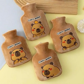 Túi Chườm Nóng 500ml Hình Gấu Capybara – Bình Chườm Giữ Nhiệt Vải Nhung Siêu Mềm, An Toàn, Dễ Thương