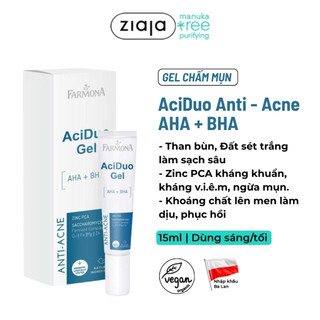 Gel Ngừa Mụn Farmona AciDuo AHA + BHA Anti - Acne Điều Tiết Bã Nhờn, Giảm Mụn 15ml