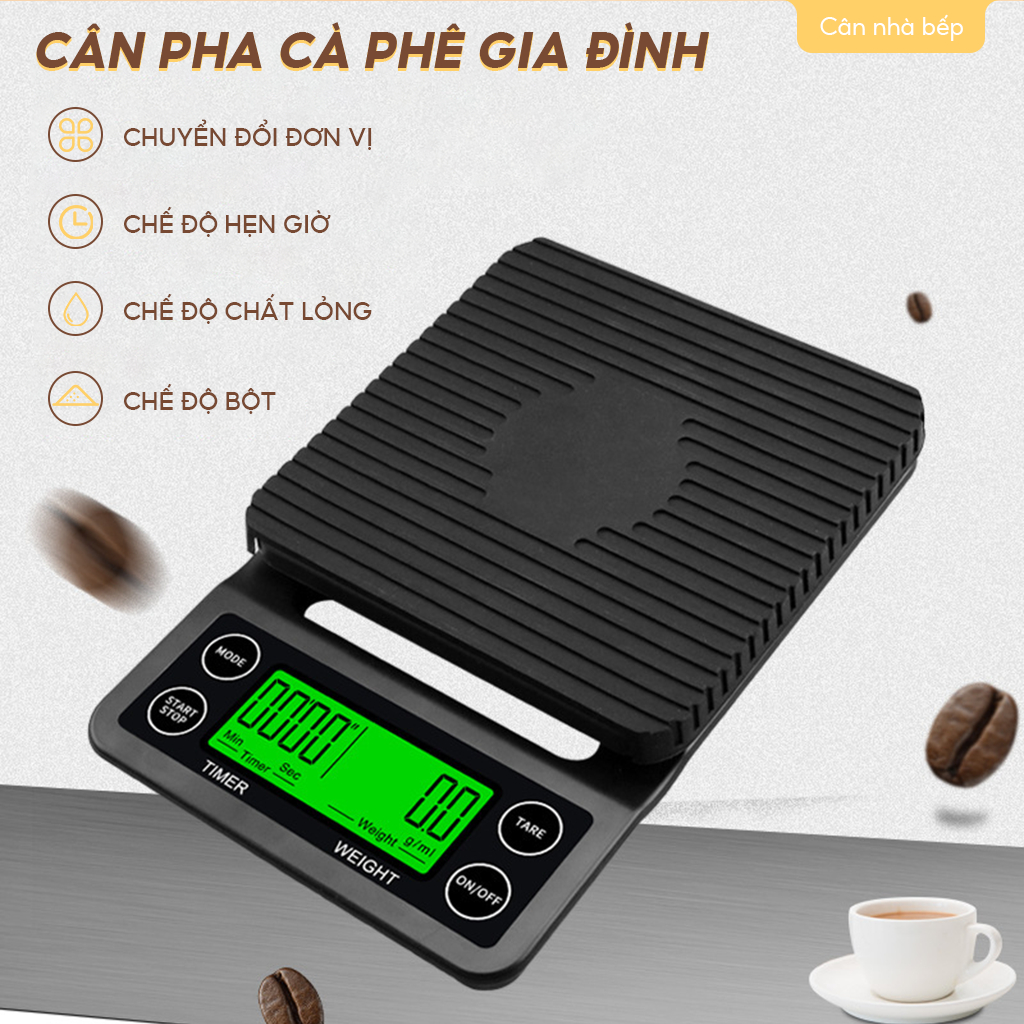 [COD] 5kg / 0.1g Drop cà phê quy mô với timer di động điện tử kỹ thuật số nhà bếp quy mô cao Precis