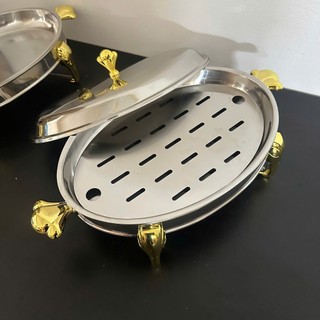 Khay hấp inox chân cồn,khay hấp đồ rừng