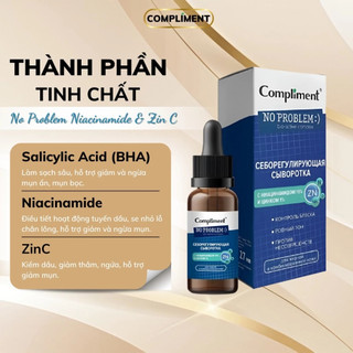 Serum Compliment No Problem Niacinamide & Zin C kiềm dầu, giảm mụn, mờ thâm của Nga