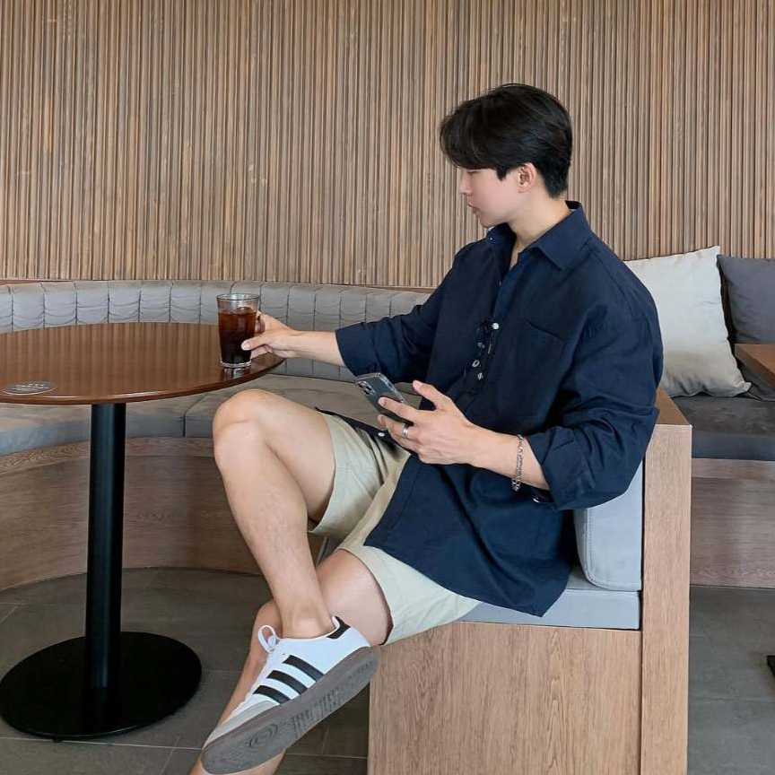 Áo Sơ Mi Nam Xanh Than Linen Mát Mẻ Thoải Mái Mùa Hè Đi Biển, Cafe Thời Trang Halley A28