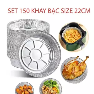 Combo 150 Khay Giấy Bạc 22cm Lót Nồi Chiên Không Dầu ,Lò Nướng - Khuôn Đĩa Nhôm Đựng Thức Ăn Đường Kính 22cm