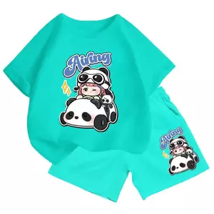 Bộ cotton cộc tay cho bé – Hình bé gái lái xe gấu Airing đáng yêu, mặc thoải mái không bí (M 208)
