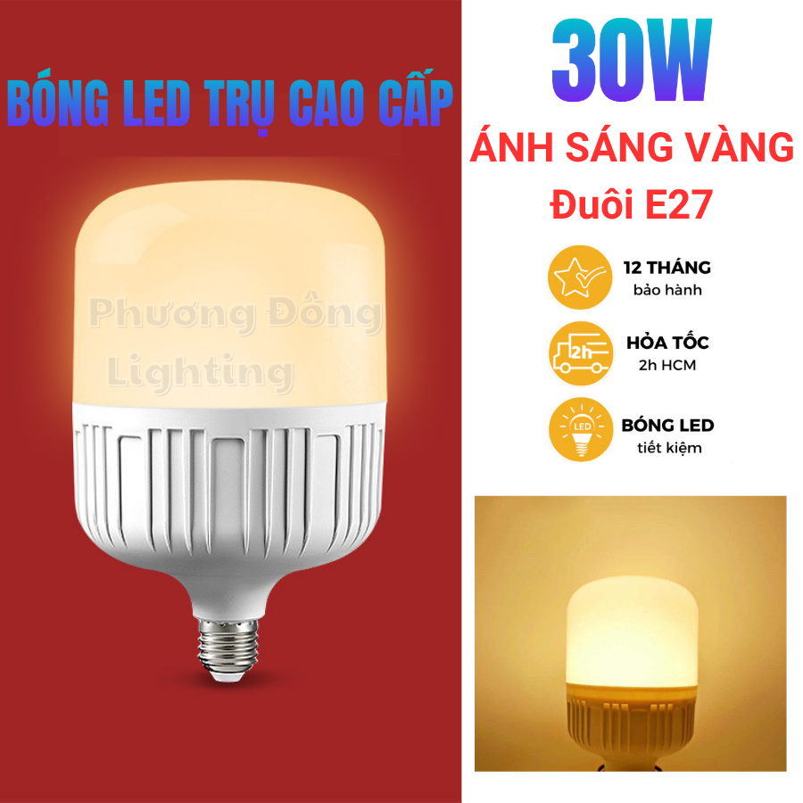 Bóng đèn Led Trụ Cao cấp Ánh Sáng VÀNG 30w 40w 50w tiết kiệm điện