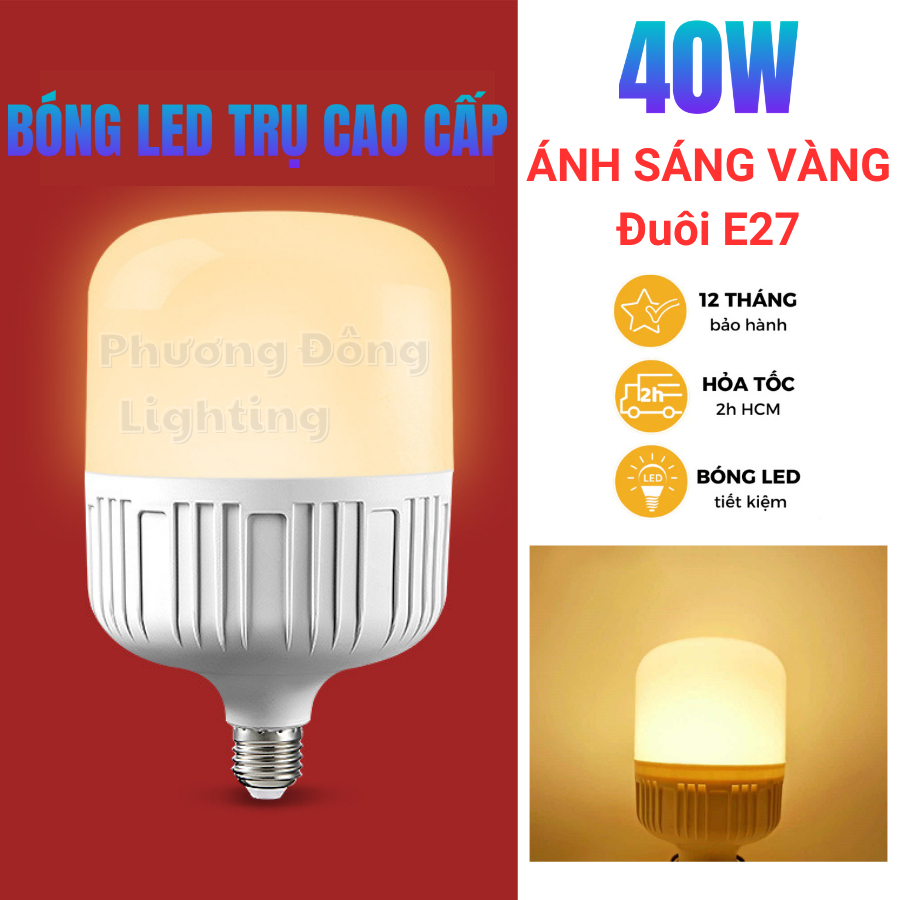 Bóng đèn Led Trụ Cao cấp Ánh Sáng VÀNG 30w 40w 50w tiết kiệm điện