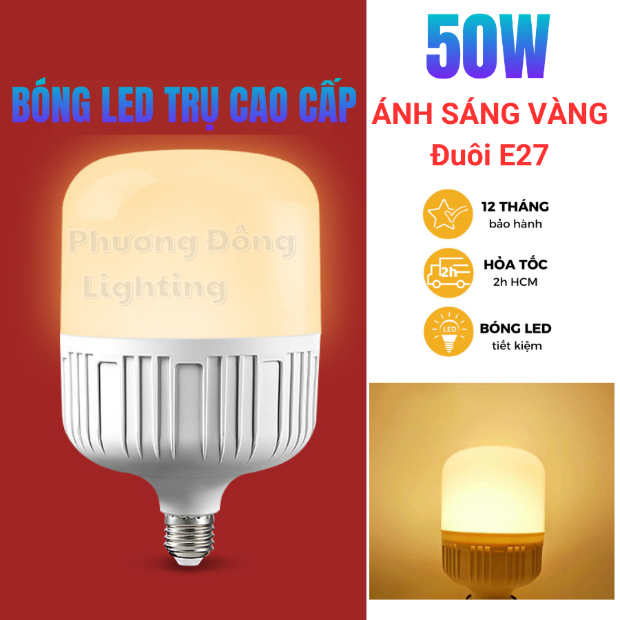 Bóng đèn Led Trụ Cao cấp Ánh Sáng VÀNG 30w 40w 50w tiết kiệm điện