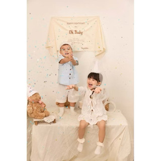Set váy ren trắng cột nơ cho bé gái