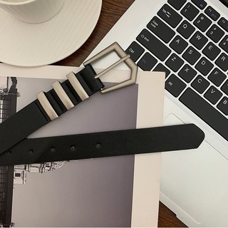 Thắt lưng nam nữ Broobelt mặt đai bạc có lỗ bấm phong cách Hàn Quốc bản 2.8cm màu đen da pu TL58