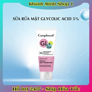 Sữa rửa mặt Compliment 5% Glycolic Acid làm sạch và dưỡng sáng da 150ml của Nga