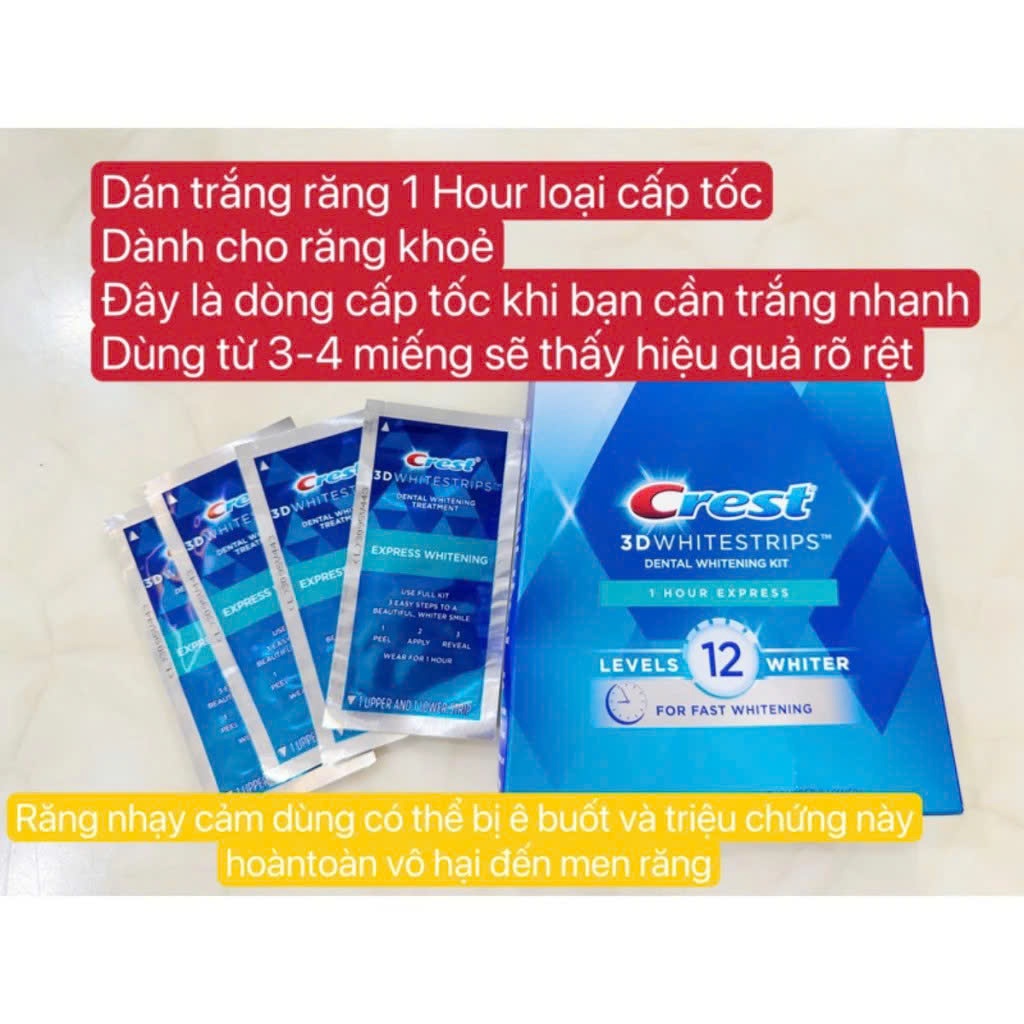 Miếng Dán Trắng Răng Crest 3D Whitestrips Express Whitening/Professional/Monthly Brightener 1 miếng