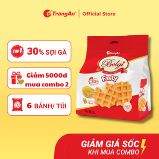 Bánh trứng sữa sợi gà Belgi Fasty Tràng An 30% SỢI GÀ thơm ngon dinh dưỡng 6 gói/túi, 12 túi/thùng