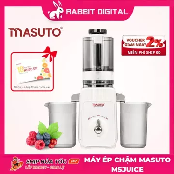 Máy Ép Chậm Masuto MSJuice NÂNG CẤP 120W - 0,6L Ép Nguyên Quả Kiệt Bã, Máy Ép Trái Cây, Ép Cần Tây,Làm Nước Ép Hoa Quả
