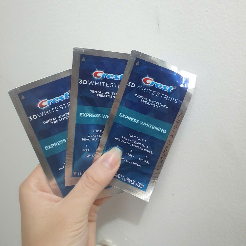 Miếng Dán Trắng Răng Crest 3D Whitestrips Express Whitening/Professional/Monthly Brightener 1 miếng