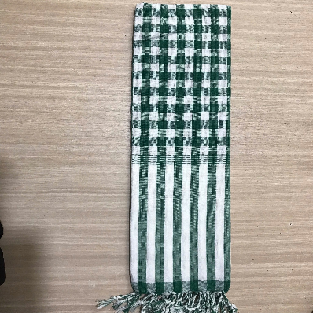 Khăn Rằn Cao Cấp Màu Xanh Lá - Trắng - Đen Chất Liệu 100% Cotton Mềm Mại