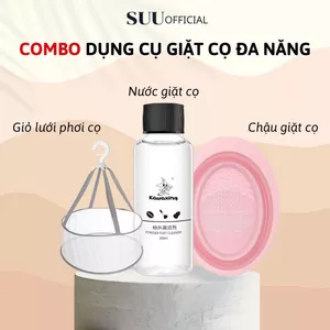 Bộ Ba Dụng Cụ Giặt Cọ Và Mút Trang Điểm Tiện Lợi Gồm Thảm Giặt, Dung Dịch Giặt Và Lưới Phơi Cọ SUUOFFICIAL