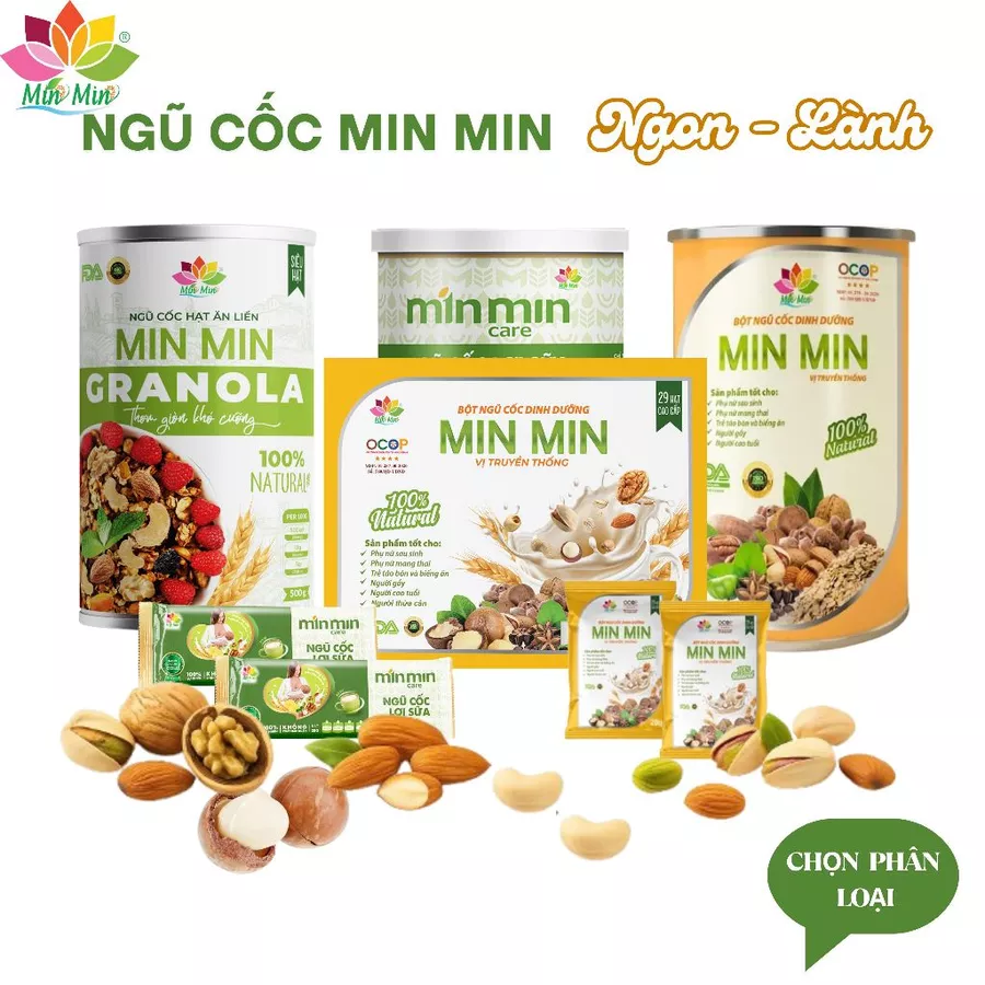 Ngũ cốc minmin,Bột ngũ cốc lợi sữa,bà bầu,nội tiết thơm ngon dễ uống