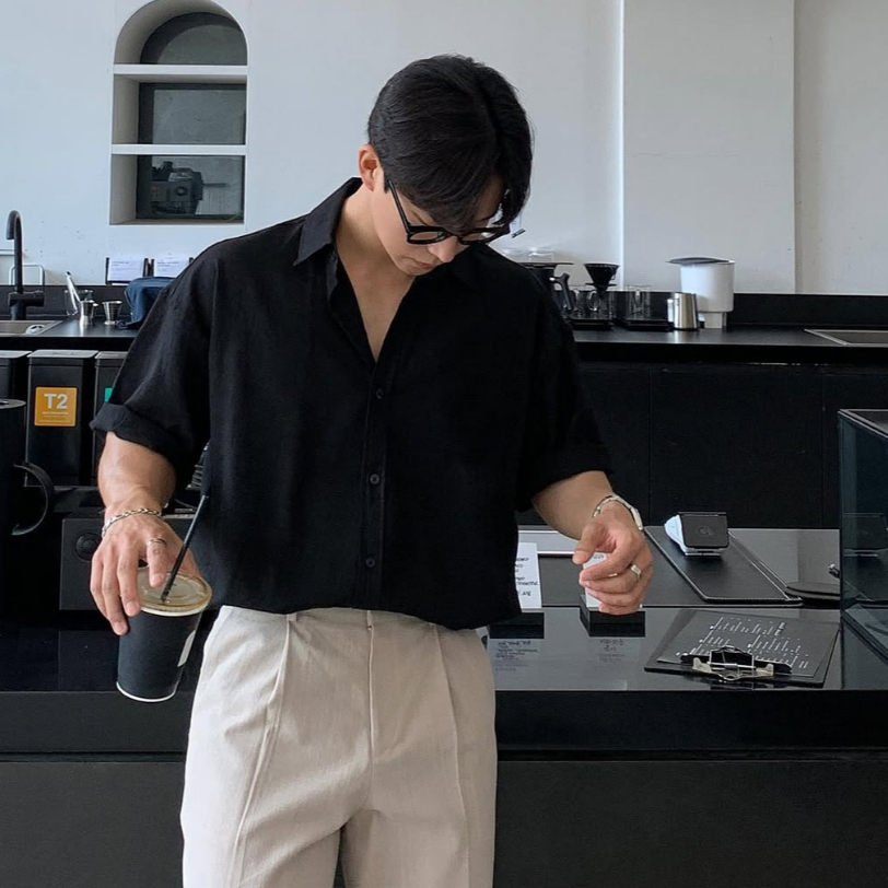 Sơ Mi Nam Cộc Tay Đen Vải Linen Mềm Mịn Thoáng Mát Mùa Hè Thời Trang Cao Cấp Halley A42