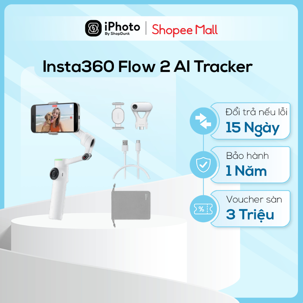 Gimbal Chống Rung Điện Thoại Insta360 Flow 2 AI Tracker Chính Hãng