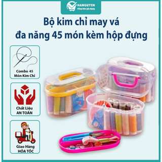 Bộ kim chỉ may vá đa năng 45 món kèm hộp đựng trong suốt tiện lợi #A113