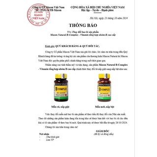 Viên uống vitamin B-Complex Mason Natural 100 viên giúp cải thiện trí nhớ, giảm stress và ăn ngon