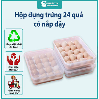 Hộp đựng trứng 24 quả có nắp đậy, khay trứng nhựa Việt Nhật bảo quản chắc chắn không vỡ ms: 6786