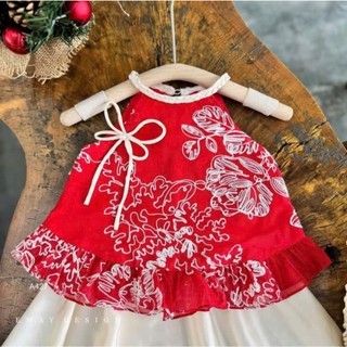 Set yếm cho bé gái trắng hoa hồng sz 10-30kg, set đồ cho bé gái áo yếm+ váy