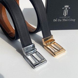 Thắt lưng mặt xoay XMEN - TH HANDMADE  Dây nịt da bò thật,3.4cm, 2 mặt da bò , khóa xoay chiều