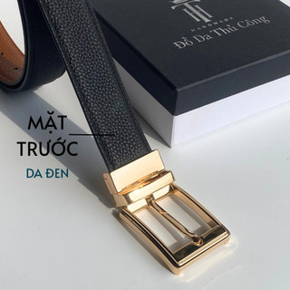 Thắt lưng mặt xoay XMEN - TH HANDMADE  Dây nịt da bò thật,3.4cm, 2 mặt da bò , khóa xoay chiều