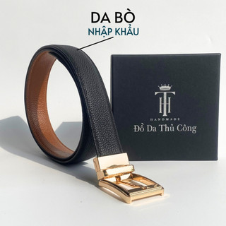 Thắt lưng mặt xoay XMEN - TH HANDMADE  Dây nịt da bò thật,3.4cm, 2 mặt da bò , khóa xoay chiều