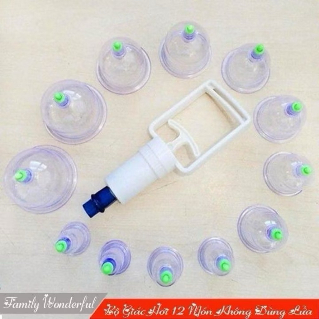 bộ giác hơi 12 ly nhựa trong suốT – KHÔNG LỬA, KHÔNG BỎNG, KHÔNG TRUYỀN NHIỄM – AN TOÀN CHO MỌI NGƯỜI