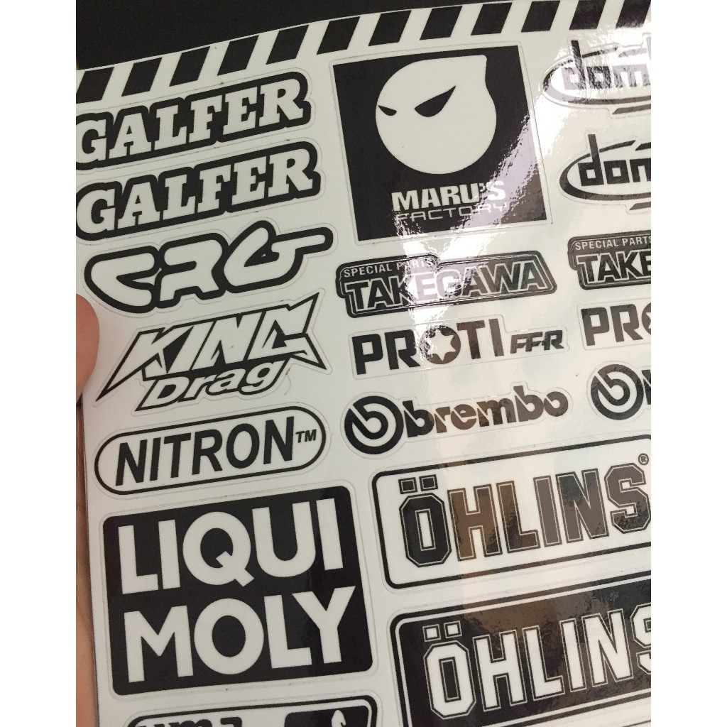 Nguyên tờ Marus 24 logo trắng đen racing dán xe, điện thoại, laptop, nón bảo hiểm. Decal cao cấp chống nước