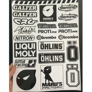 Nguyên tờ Marus 24 logo trắng đen racing dán xe, điện thoại, laptop, nón bảo hiểm. Decal cao cấp chống nước