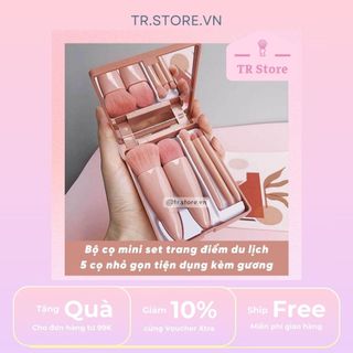 Bộ cọ mini set trang điểm du lịch 5 cọ nhỏ gọn tiện dụng kèm gương RKG