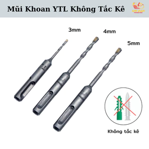 Mũi Khoan Bê Tông YTL Kích Thước 3mm, 4mm, 5mm Dài 110mm Chuôi SDS, Mũi Khoan Không Tắc Kê