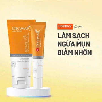 Bộ đôi 1 Gel ngừa mụn Nano Curcumin và 1 Gel rửa mặt giảm nhờn cho da mụn Decumar