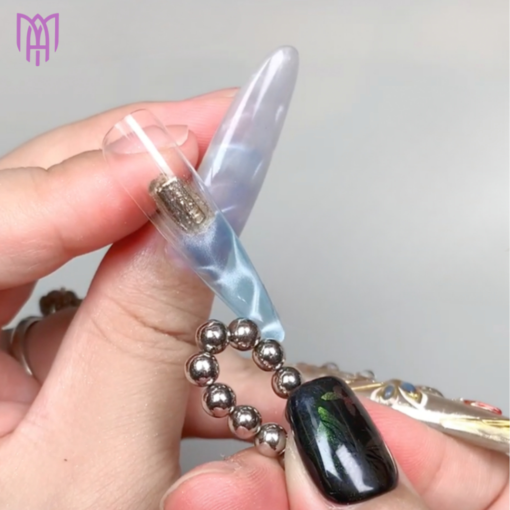 Nam Châm Đẩy Sơn Gel Mắt Mèo Rubik 27 Viên - Vòng Bi Tròn 10 Viên - Tạo Gợn Sóng Nước, Hiệu Ứng Vân