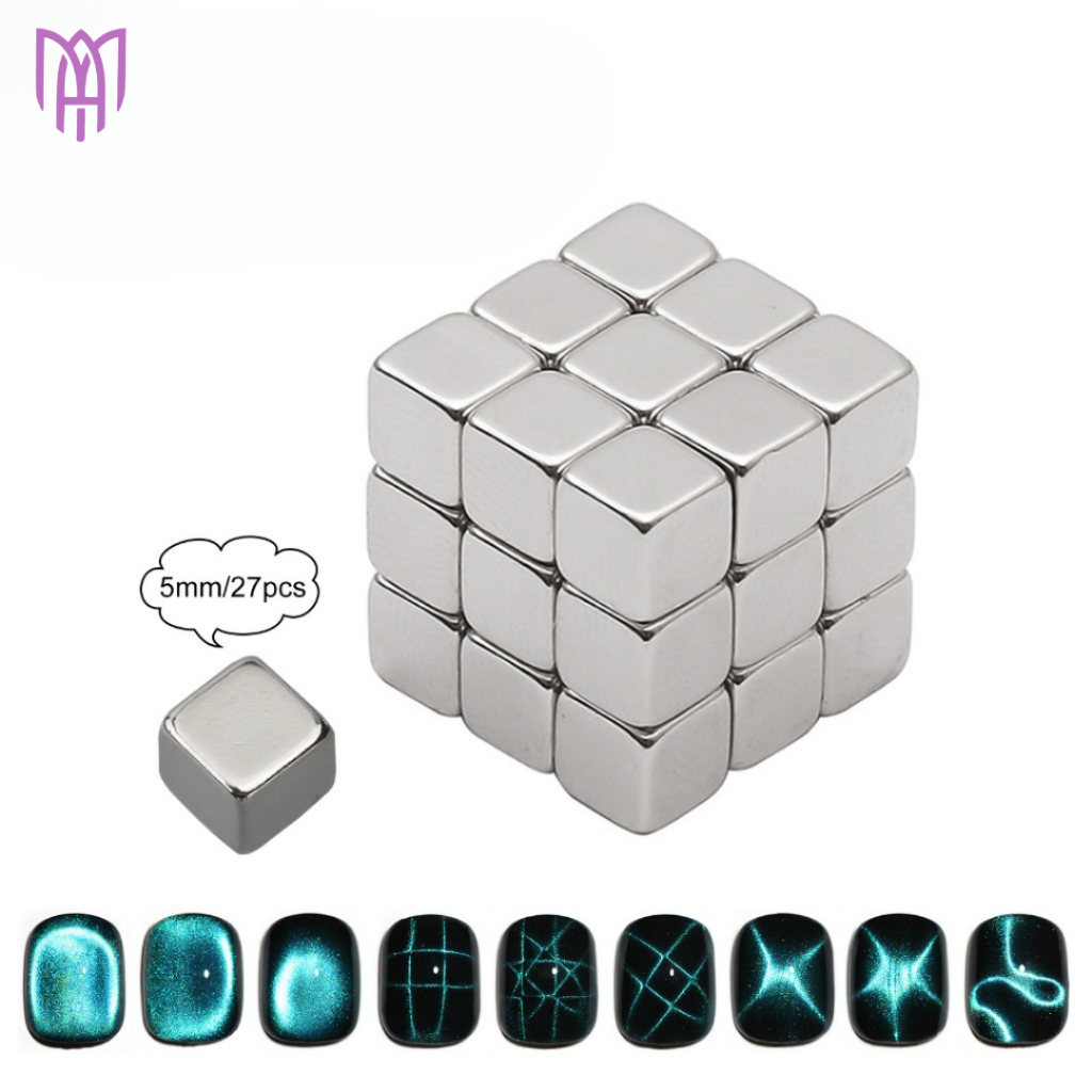 Nam Châm Đẩy Sơn Gel Mắt Mèo Rubik 27 Viên - Vòng Bi Tròn 10 Viên - Tạo Gợn Sóng Nước, Hiệu Ứng Vân
